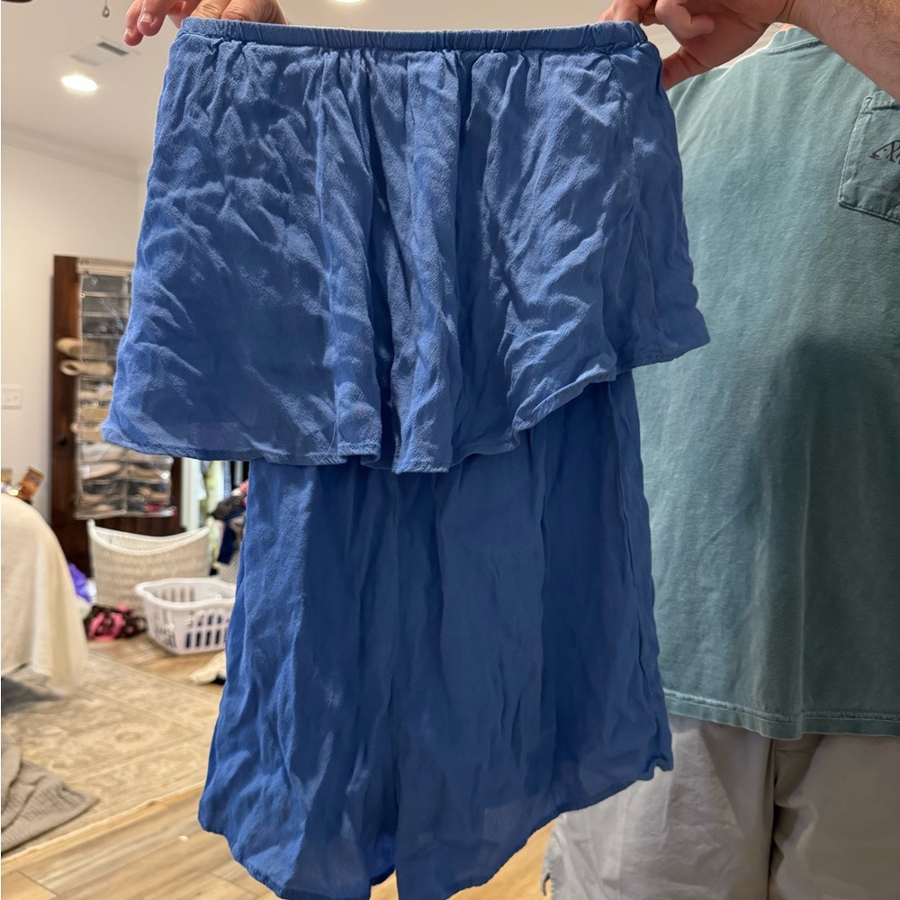 Blue Off-Shoulder Romper - Picture 3 of 3